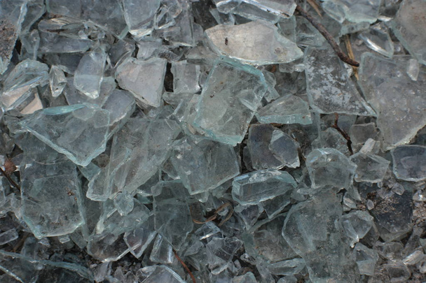 Small blue glass fragments, macroice pieces background - Photo, Image