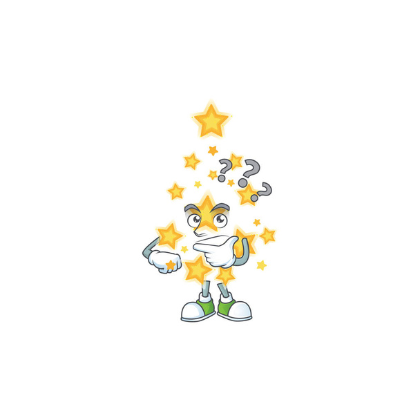 estrella de Navidad de dibujos animados con el diseño de estilo de cara confusa
 - Vector, imagen