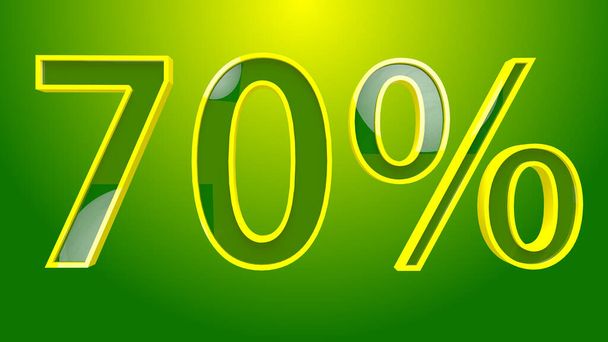 70 Percent Discount Text 3D Illustration - 写真・画像