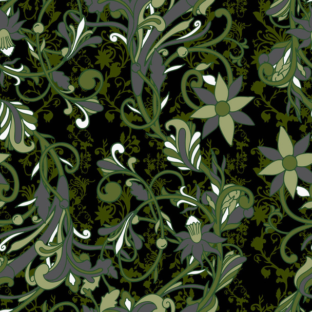 Seamless pattern nature vintage style.Floral classic ornament.De - Вектор,изображение