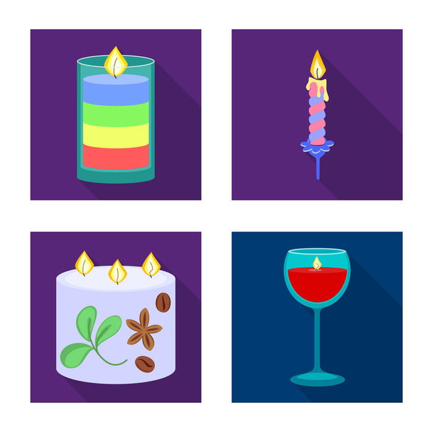 Vector design of candlelight and decoration icon. Set of candlelight and flame vector icon for stock. - Vektor, kép