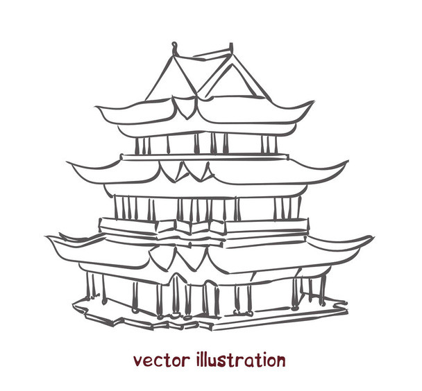 vector sketch of chinese pagoda - Vektör, Görsel