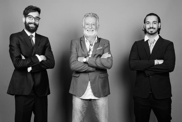 Portrait of multi ethnic bearded businessmen together - 写真・画像
