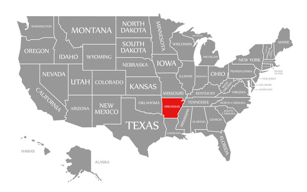 Arkansas rouge mis en évidence dans la carte des États-Unis d'Amérique
 - Photo, image