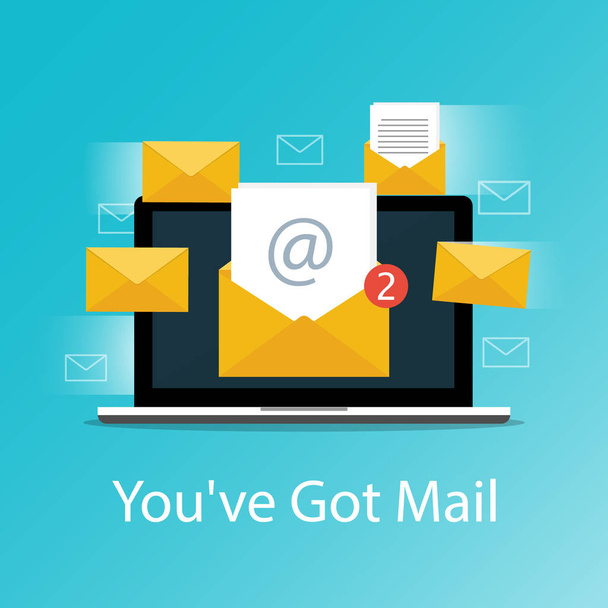 Vous avez mail, Email ordinateur portable notifications vecteur
 - Vecteur, image