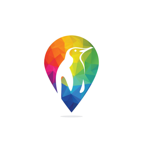 Pinguin Zoo Nadelstiche Standort Logo-Design. - Vektor, Bild