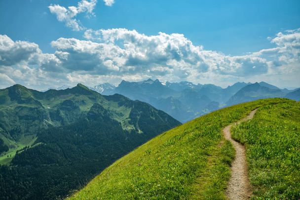 Beautiful summer hike on mountain ridge from Klingenstock to Fro - Фото, изображение