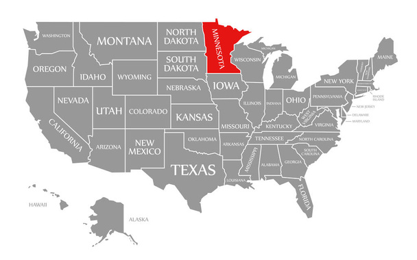 Minnesota rood gemarkeerd in kaart van de Verenigde Staten van Amerika - Foto, afbeelding