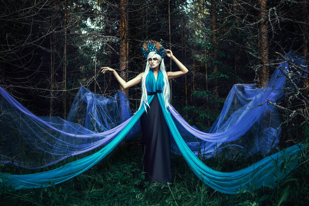Sorceress in the spruce forest - Fotoğraf, Görsel