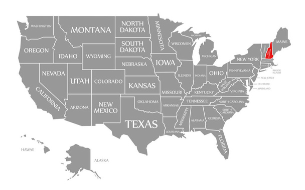 New Hampshire rouge mis en évidence dans la carte des États-Unis d'Ame
 - Photo, image