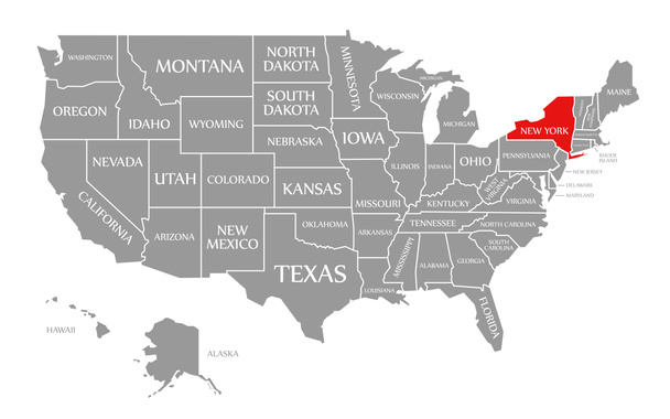 Червоний колір у Нью - Йорку зображено на карті Сполучених Штатів Америки. - Фото, зображення