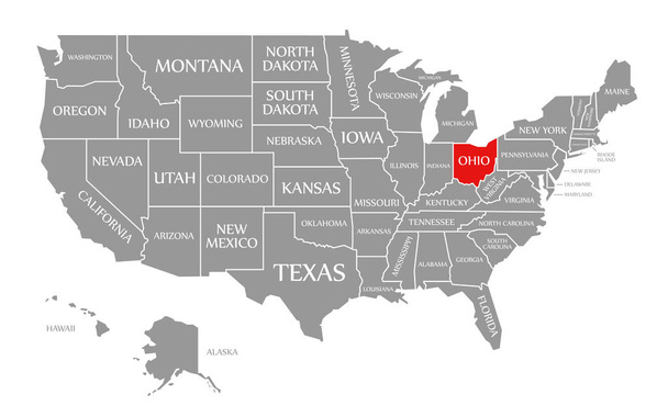 Ohio rouge mis en évidence dans la carte des États-Unis d'Amérique
 - Photo, image