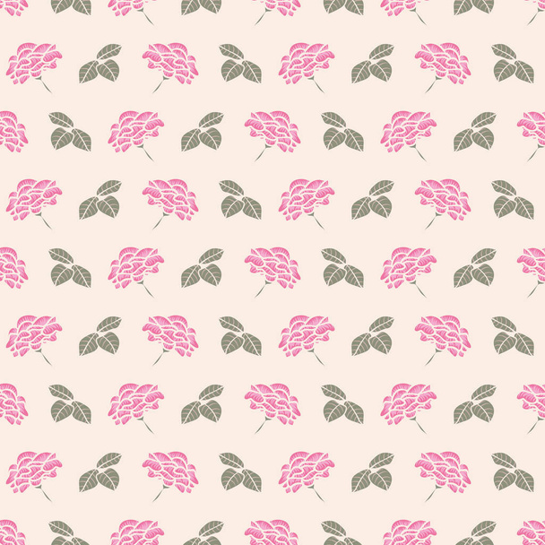 vetor sem costura vintage padrão botânico com rosas rosa e folhas verdes
 - Vetor, Imagem