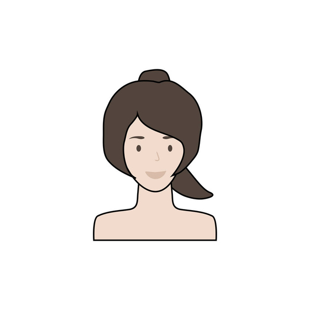 Egy fiatal, mosolygós nő feje. Női Avatár. Vektor illusztráció rajzfilm stílusban. - Vektor, kép