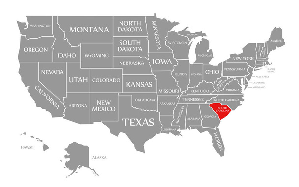 Caroline du Sud rouge mis en évidence dans la carte des États-Unis d'Amérique
 - Photo, image