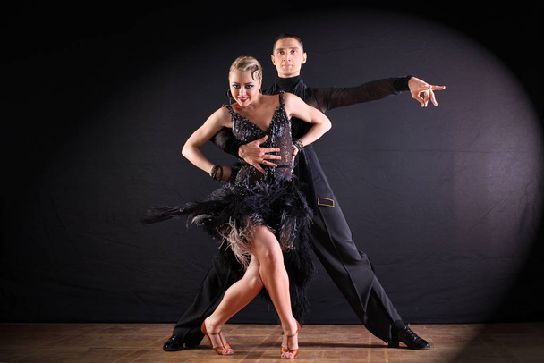 dancers in ballroom isolated on black background - Fotoğraf, Görsel