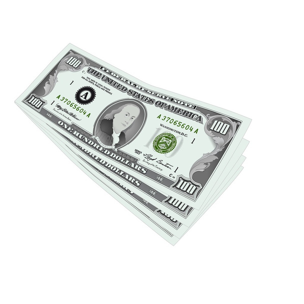 100 dollars notes isolated - Vector, Image
