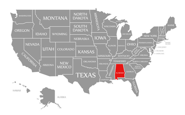 Alabama rouge mis en évidence dans la carte des États-Unis d'Amérique
 - Photo, image