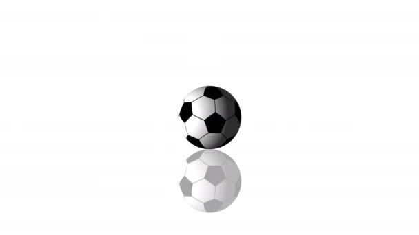 Looping realistische animatie van de draaiende 3D voetbal met reflectie. - Video