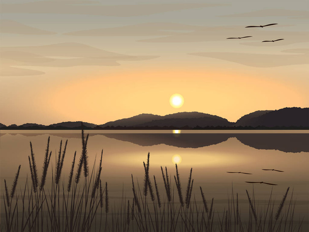 вечернее небо и озеро eps 10
 - Вектор,изображение