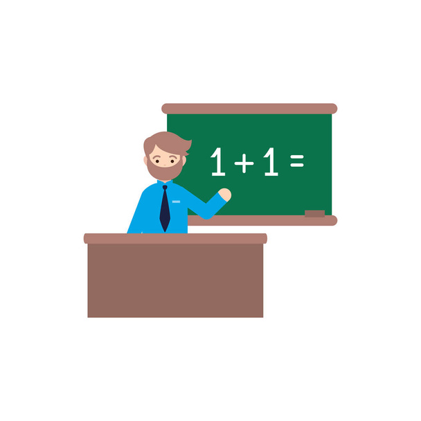 professor homem com chalkboard plano estilo ícone - Vetor, Imagem