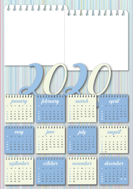 kalender voor babyjongens 2020 - Vector, afbeelding