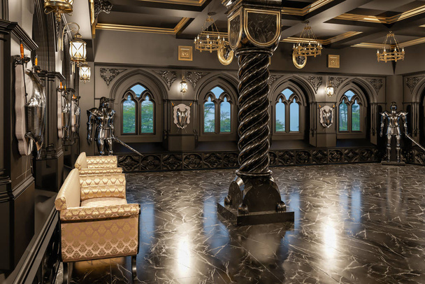3D-Darstellung der Halle im klassischen Stil - Foto, Bild