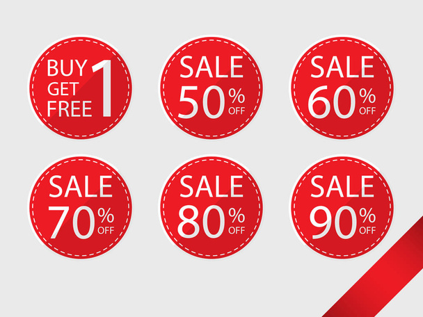 buy 1 get 1 free,sale 50-90 percent tags simple circle flat vector - Vector, Image