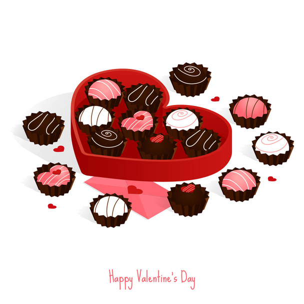 ハッピーバレンタインデー等数物チョコレートケーキプレゼントセットベクトル - ベクター画像
