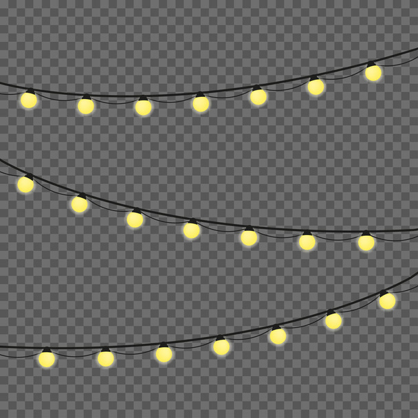 lights isolated realistic elements, luminous garland, vector - Vector, Image