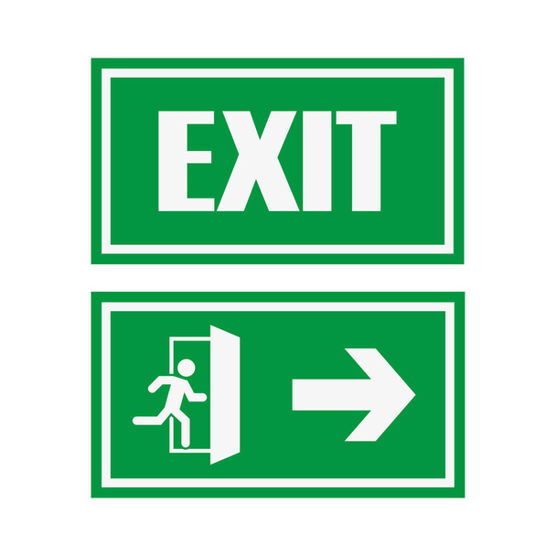 fire exit green symbol a flat style - Vector, Image
