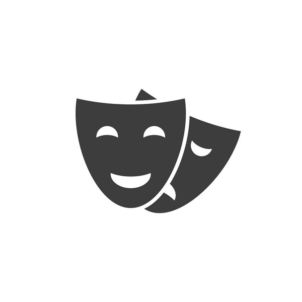 máscara de teatro icono en plano, aislar sobre fondo blanco
 - Vector, Imagen