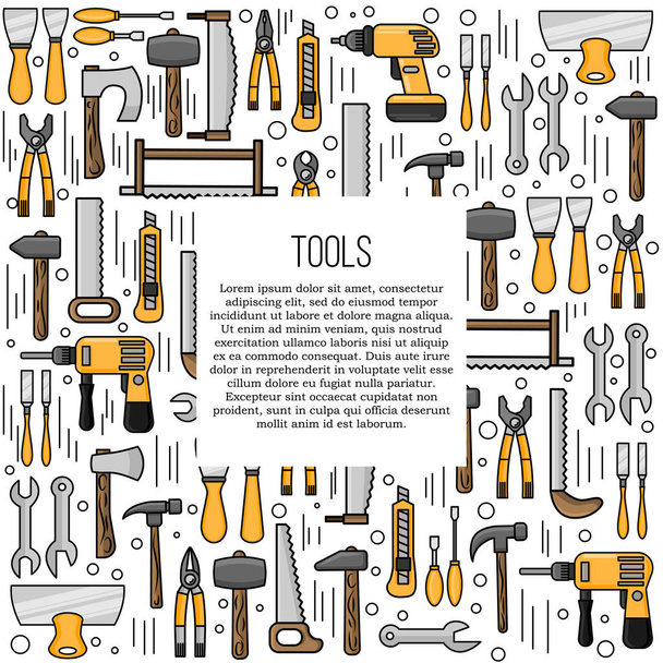 Tools card concept. repairing illustration in flat style for design and web. - Vector, Image