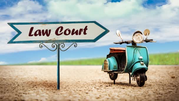Street Sign the Way to Law Court - Video