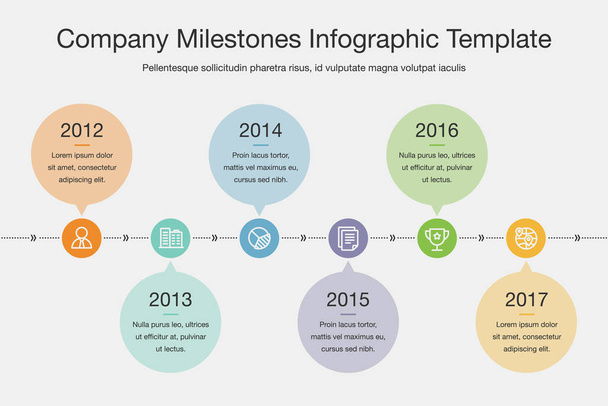 Vector Infographic Company Mérföldkövek Timeline Template. - Vektor, kép