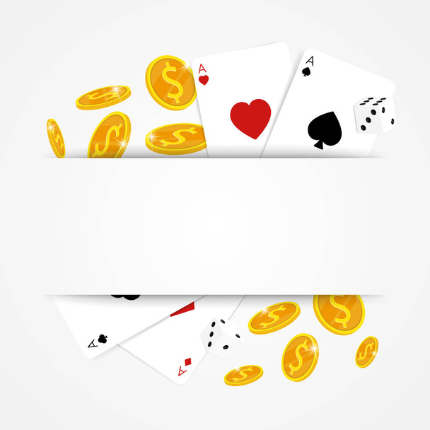 καζίνο σε απευθείας σύνδεση κάρτα & ζάρια διάνυσμα κέρματα - Διάνυσμα, εικόνα