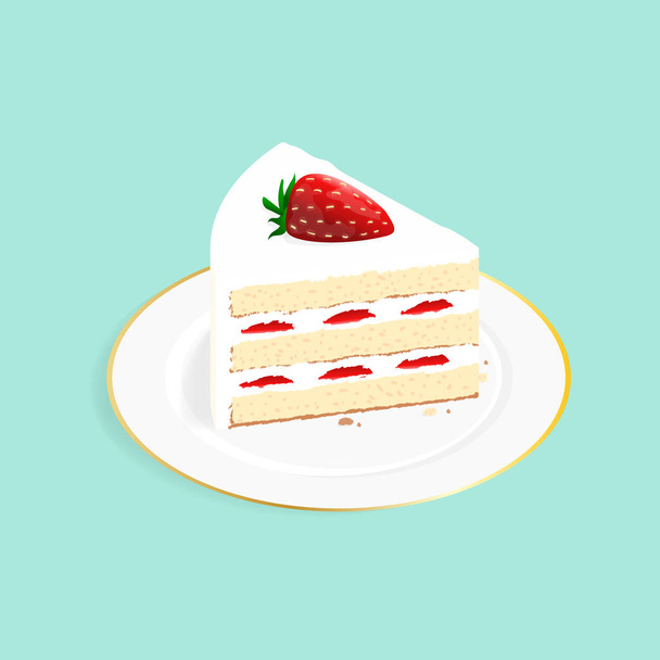 isometric strawberry cake vector - Διάνυσμα, εικόνα