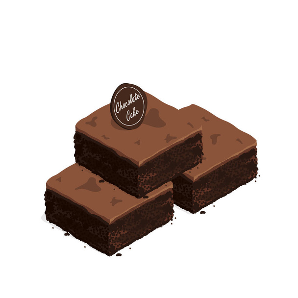 vetor de bolo de chocolate brownie isométrico
 - Vetor, Imagem