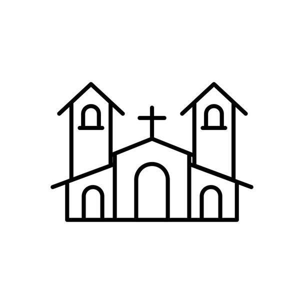 iglesia edificio línea estilo icono
 - Vector, Imagen