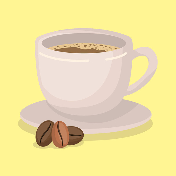 Kahve fincanı ve fasulye vektör tasarımı - Vektör, Görsel
