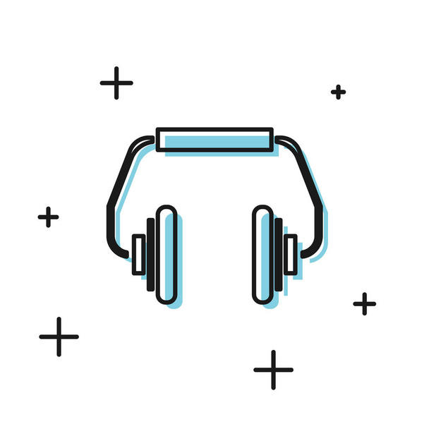 Icono de auriculares negros aislado sobre fondo blanco. Auriculares. Concepto para escuchar música, servicio, comunicación y operador. Ilustración vectorial
 - Vector, Imagen