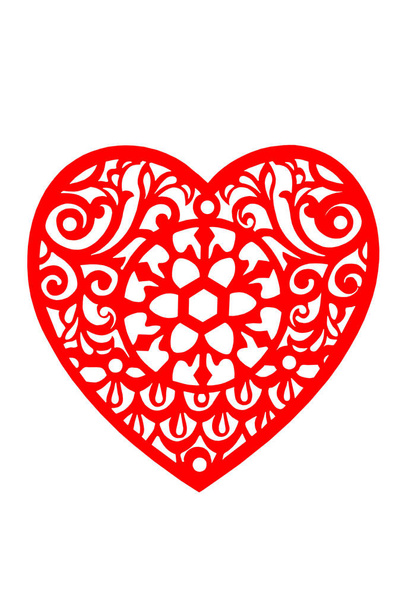 Lace heart in red - Fotoğraf, Görsel