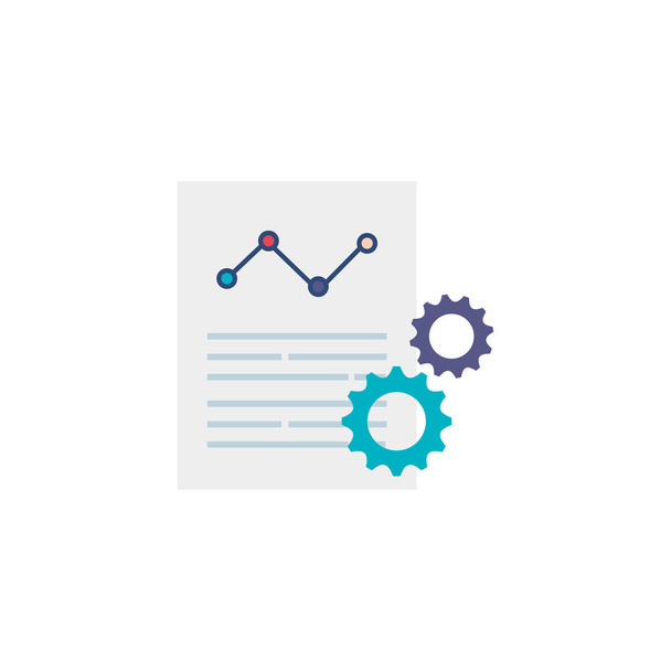 document with gears flat style icon - Vector, Image
