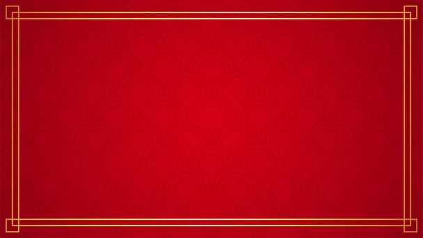 Oosterse Chinese grens ornament op rode achtergrond, vector illustratie - Vector, afbeelding