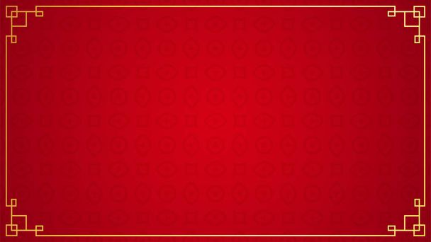 Ornement de bordure chinoise orientale sur fond rouge, illustration vectorielle
 - Vecteur, image