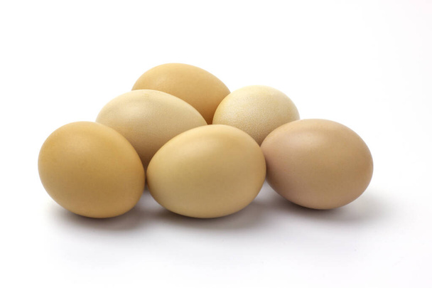 Fresh chicken eggs isolated on white background. Food for cooking. - 写真・画像