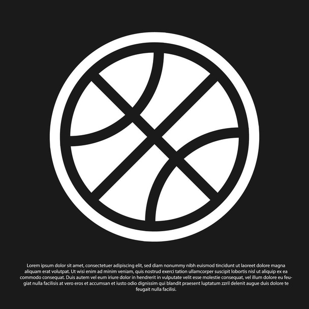 Czarna ikona piłki do koszykówki odizolowana na czarnym tle. Symbol sportu. Ilustracja wektora - Wektor, obraz
