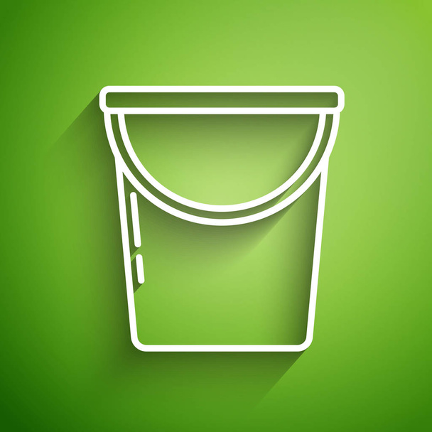 Bílá čára Kbelík ikona izolované na zeleném pozadí. Vektorová ilustrace - Vektor, obrázek