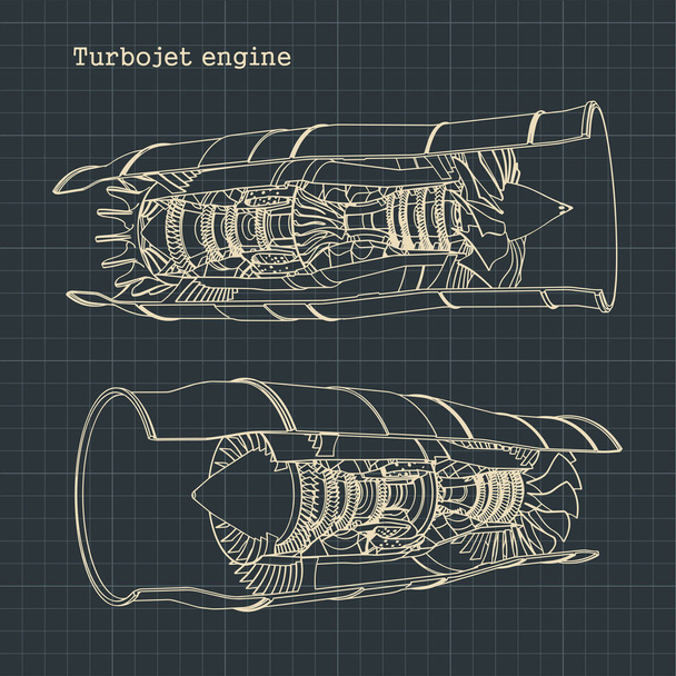 Planos del motor de turborreactor
 - Vector, Imagen
