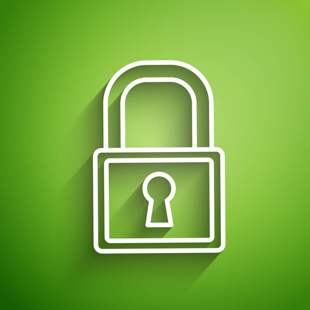 Biała ikona Blokada izolowana na zielonym tle. Znak kłódki. Bezpieczeństwo, ochrona, koncepcja prywatności. Ilustracja wektora - Wektor, obraz